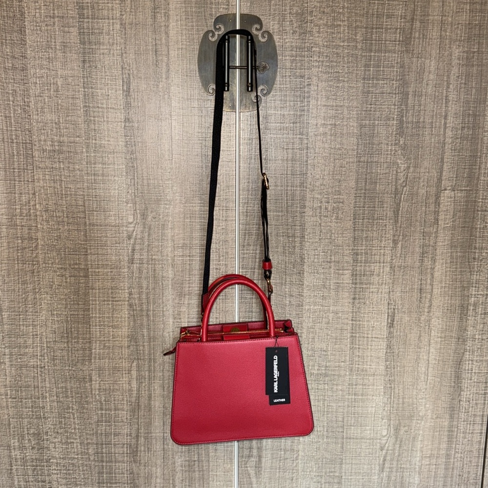 Karl Lagerfeld Paris Leather Satchel - Picture 12 of 13